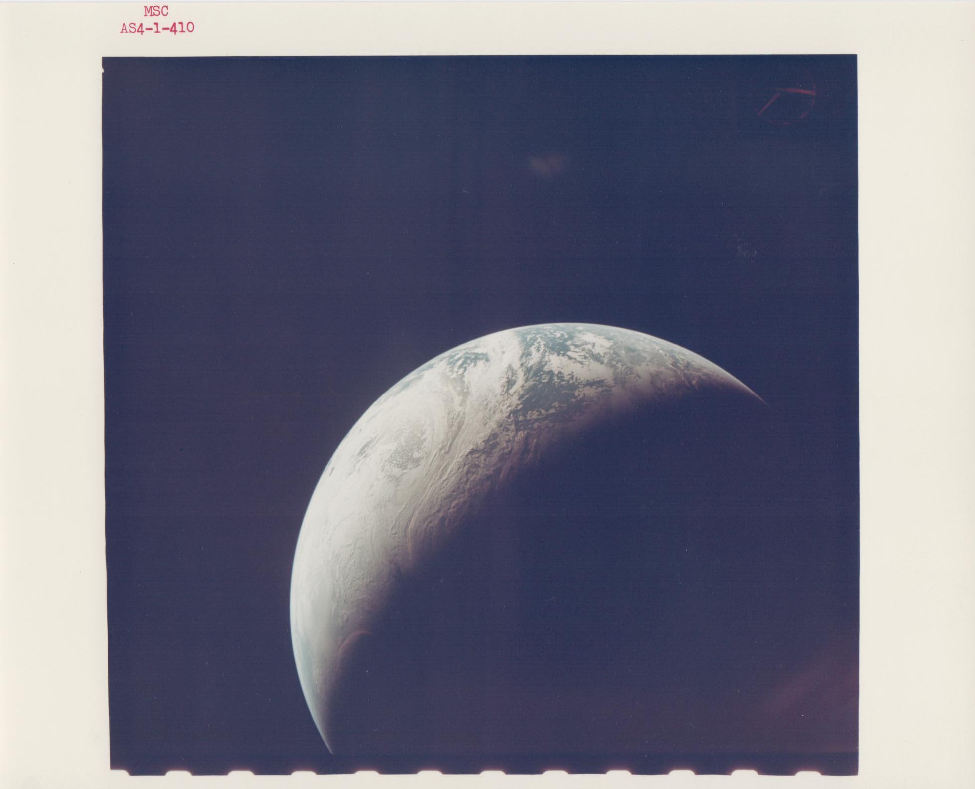 Crescent Earth from 10,000 miles, Apollo 4, November 1967
