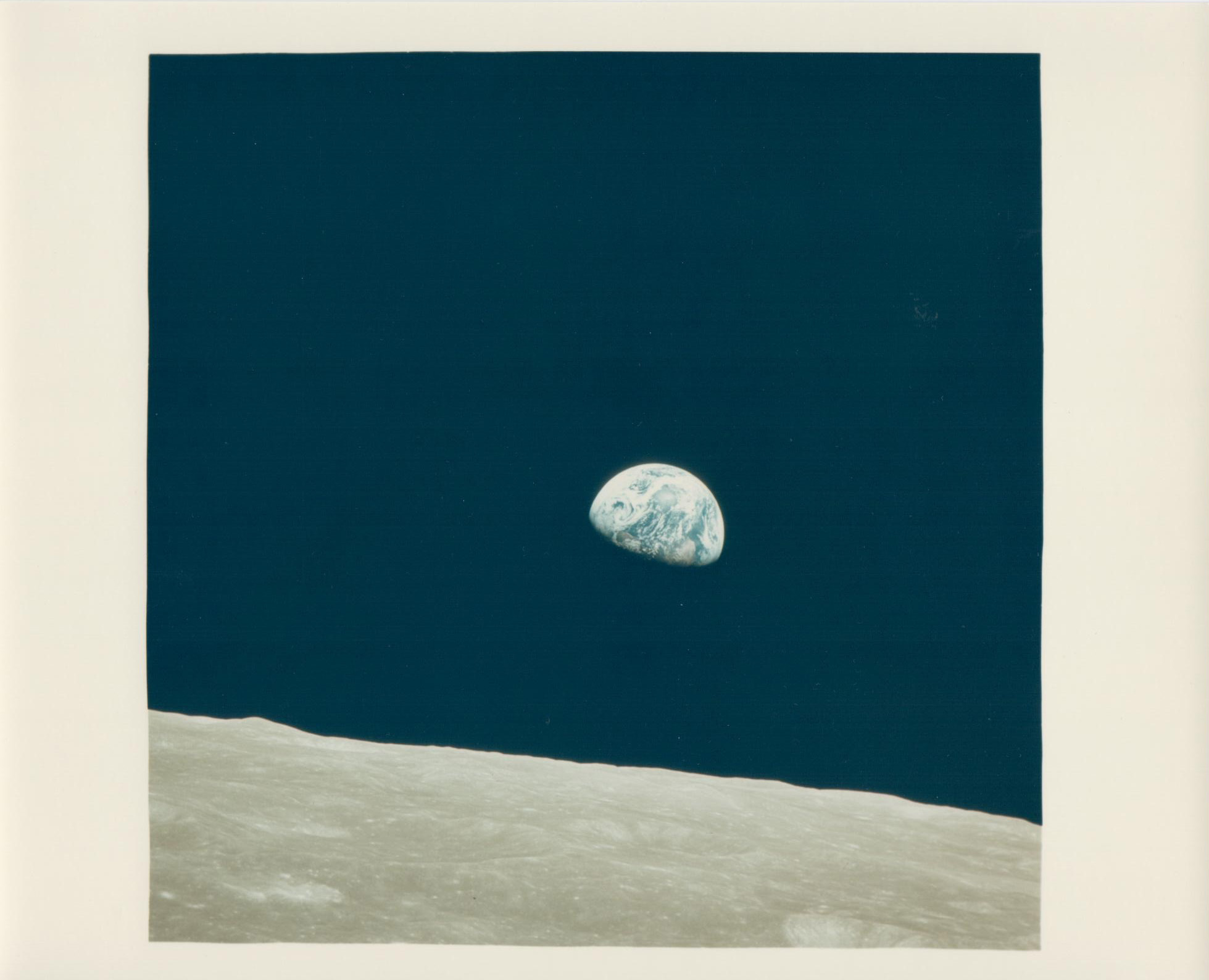 Earthrise, the first ever witnessed by human eyes, Apollo 8, December 1968
