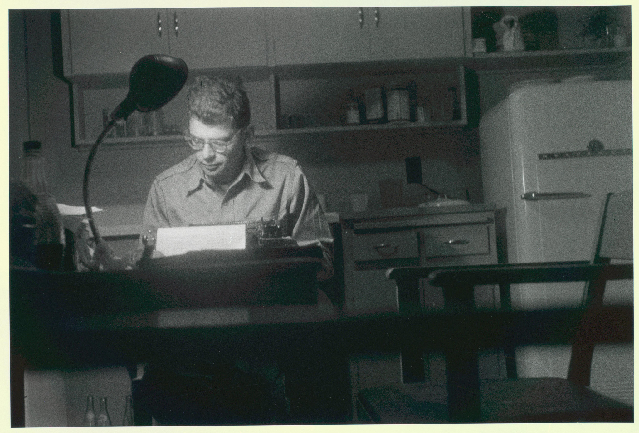 Allen Ginsberg, self portrait under desk lamp, San Francisco, 1953