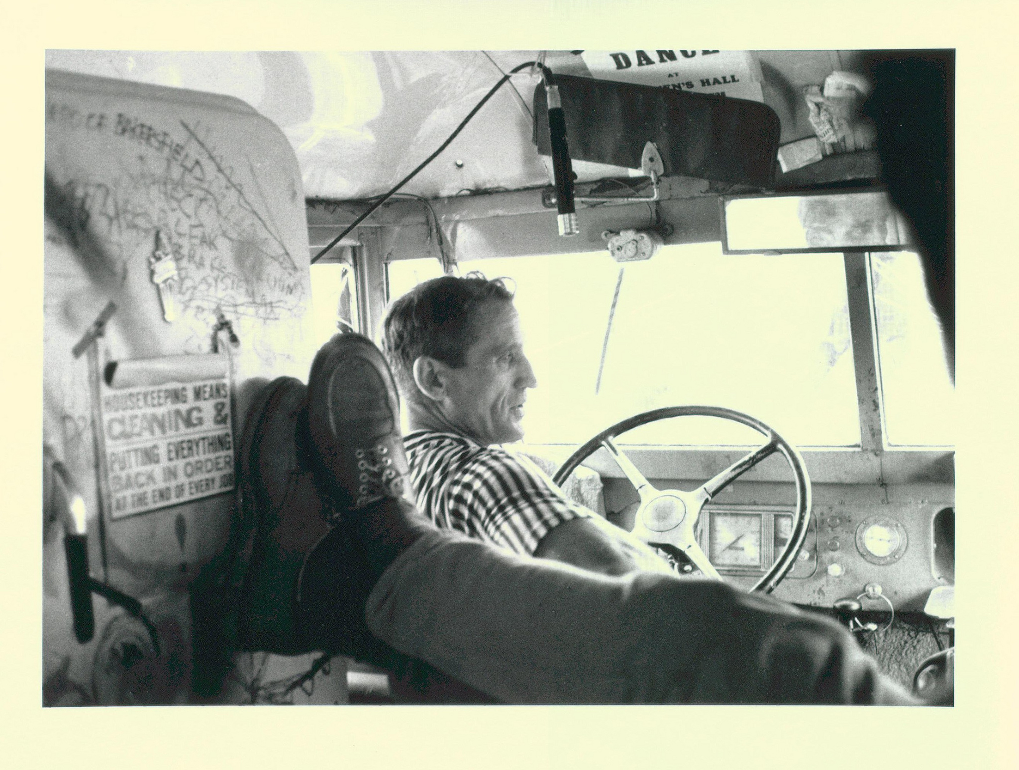 Neal Cassady driving the Merry Pranksters Bus 1, 1964