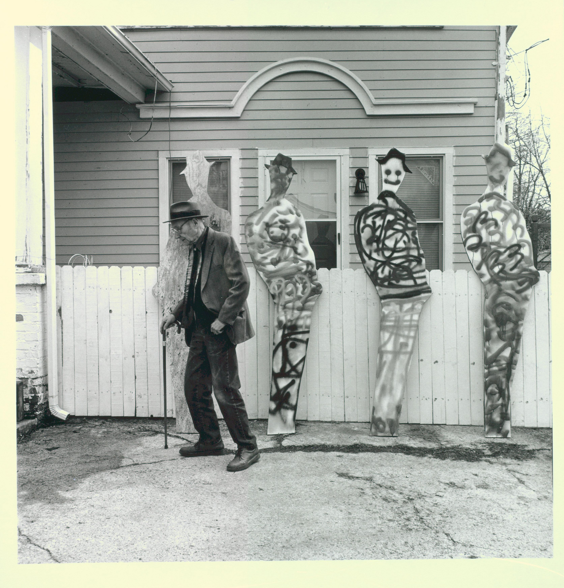 William Burroughs with picket fence and targets Variation 2, 1992