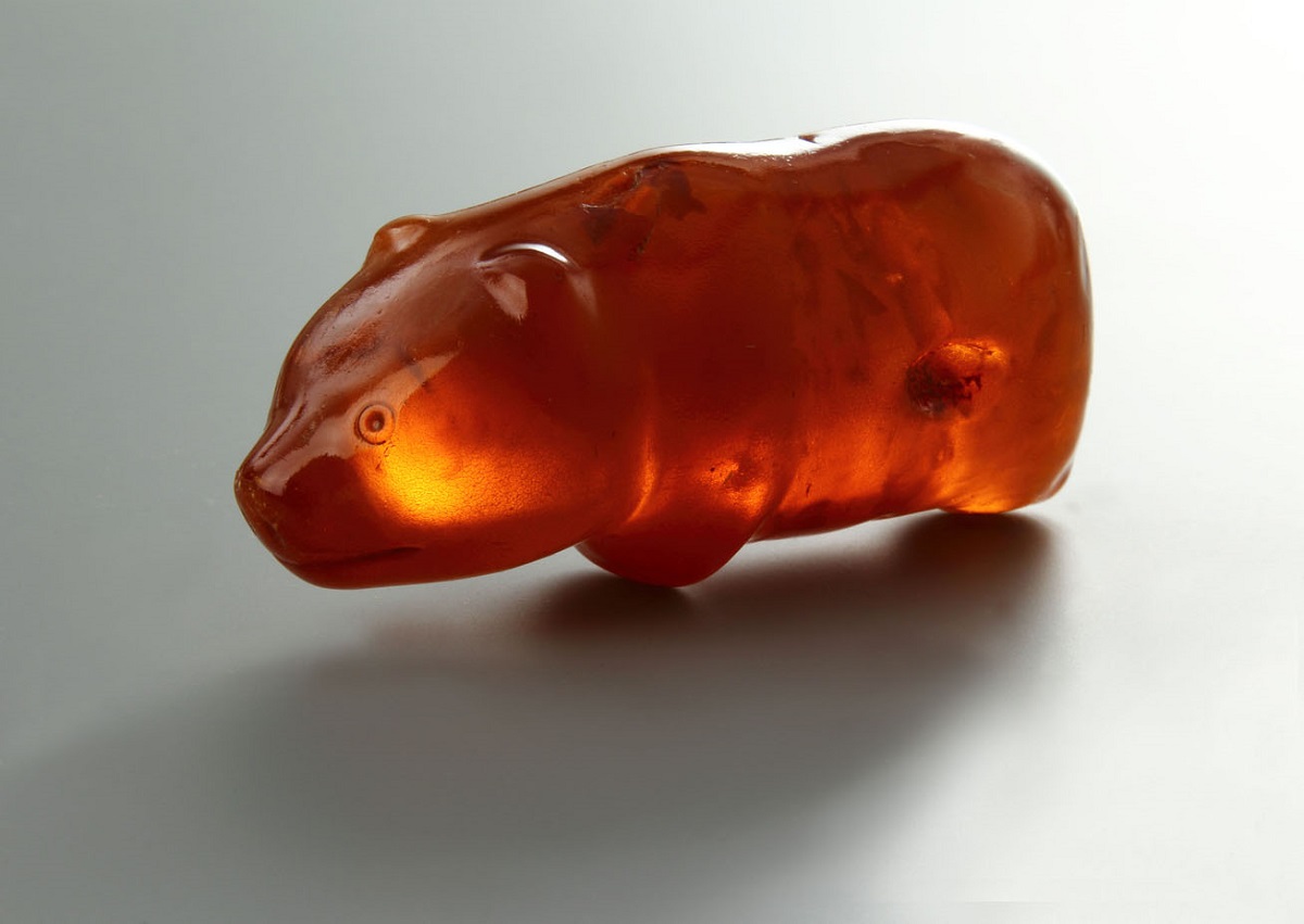 3500 years old amber amulet in the form of a bear. Found in  Słupsk, Poland.