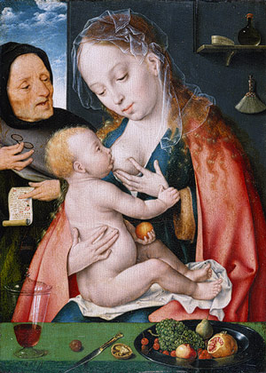 Joos van Cleve, The Holy Family, ca. 1512–13, 16 34 x 12 12 in. (42.5 x 31.8 cm), The Friedsam Collection, Bequest of Michael Friedsam, 1931, Met