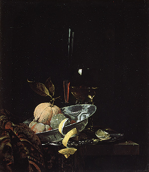 Willem Kalf, Still Life with Fruit, Glassware, and a Wan–li Bowl, 1659, oil on wood. Maria DeWitt Jesup Fund, 1953, Met